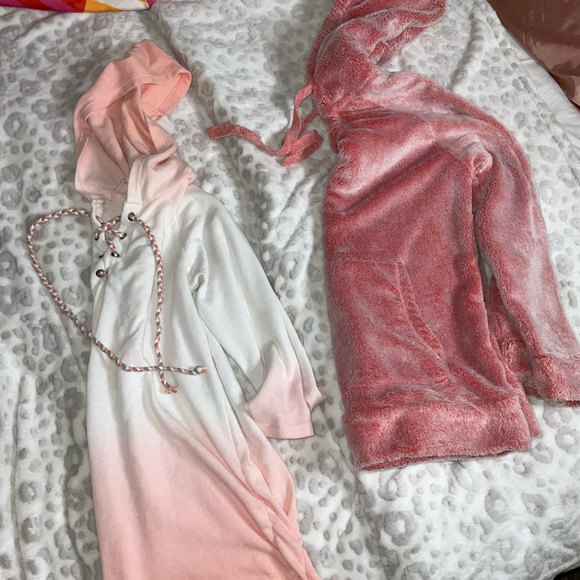 2pc*BUNDLE* BLUSH PINK & PEACH -plush pullover hoodie & sweater Jacket YOUTH S - Picture 10 of 10